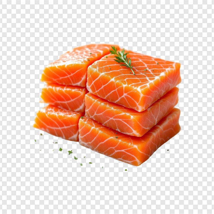 PSD filetes de salmón frescos aislados sobre un fondo transparente