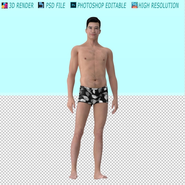 PSD filho psd de modelagem 3d de roupas íntimas masculinas