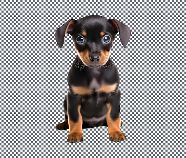 PSD filhote de cachorro bonito da raça pinscher miniatura isolado em um fundo transparente