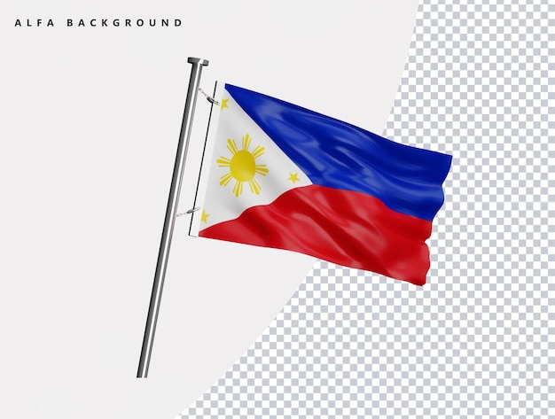 Filipinas bandera de alta calidad en render 3d realista