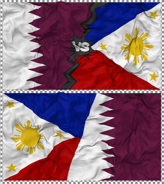 Filipinas contra Qatar Media bandera combinada con textura en 3D