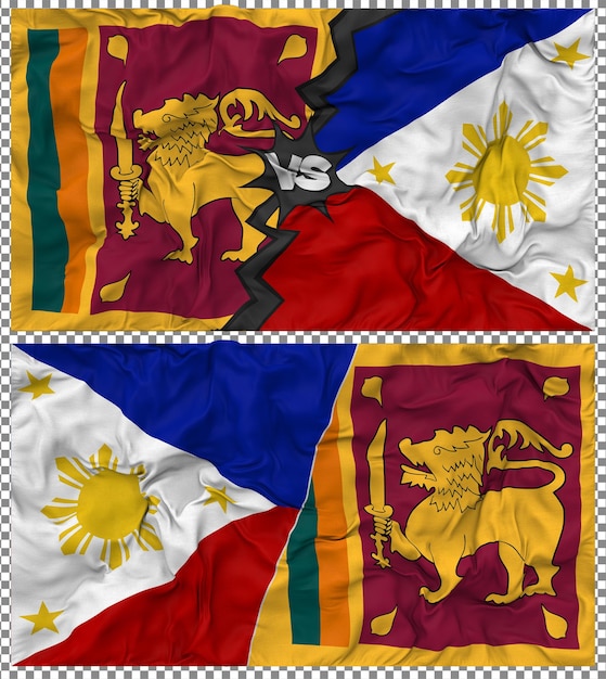 Filipinas contra Sri Lanka Media bandera combinada con textura en 3D