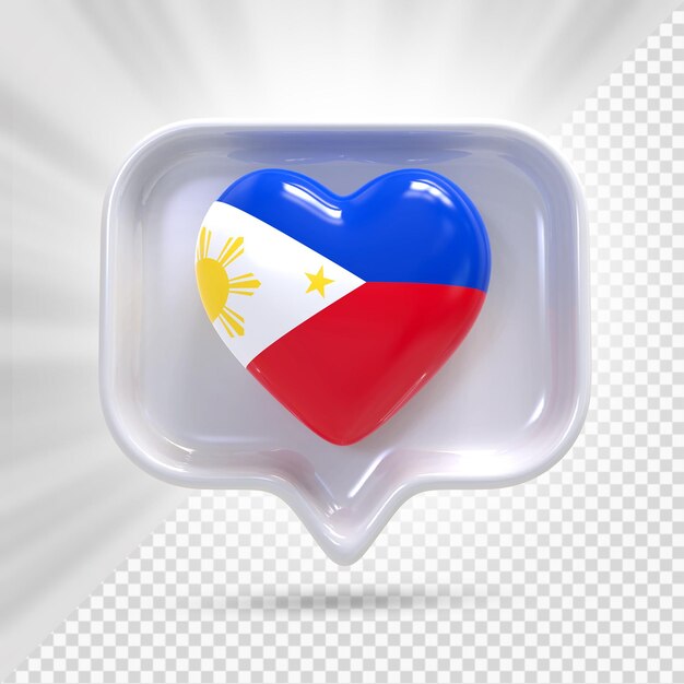 Filipinas, corazón, bandera, 3d