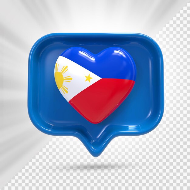 PSD filipinas, corazón, bandera, 3d