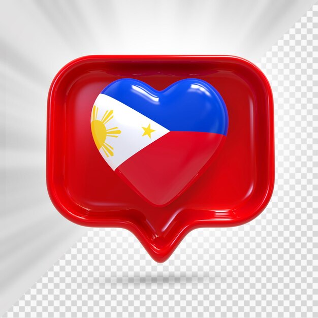 filipinas, corazón, bandera, 3d