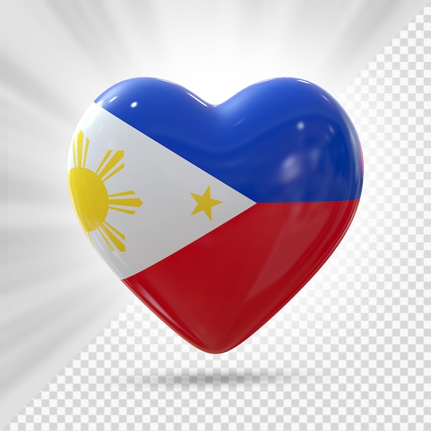 filipinas, corazón, bandera, 3d