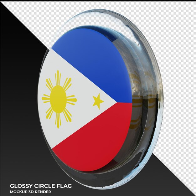 Filipinas0002 bandera de círculo brillante con textura 3d realista