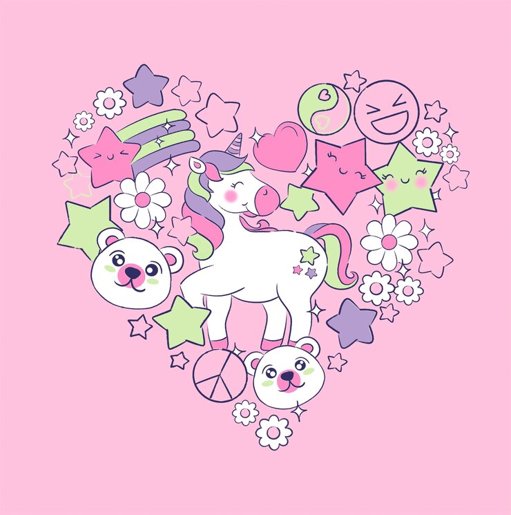 PSD fille arc-en-ciel d'été à imprimé licorne