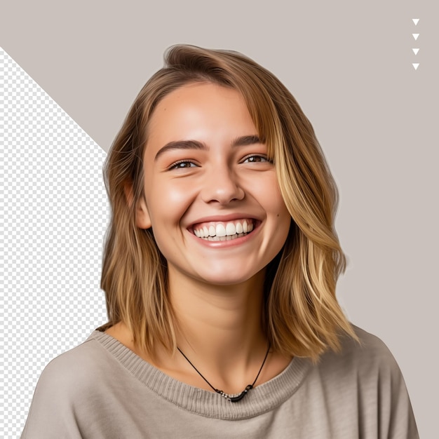 PSD une fille blonde heureuse et souriante.