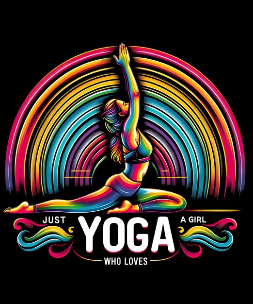 PSD fille dans l'arc-en-ciel yoga responsabilisant et positif juste une fille qui aime le yoga