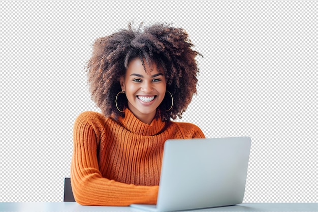 PSD une fille européenne noire mignonne et souriante