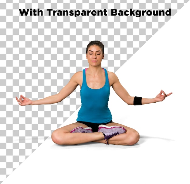 Une fille faisant du yoga PNG PSD isolée sur un fond transparent