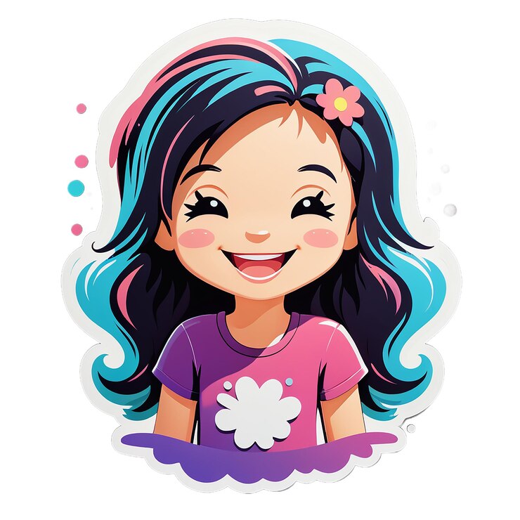 PSD une fille avec une fleur sur sa chemise