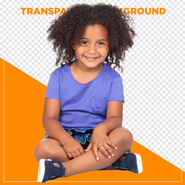 Une fille heureuse et souriante avec un fond transparent.