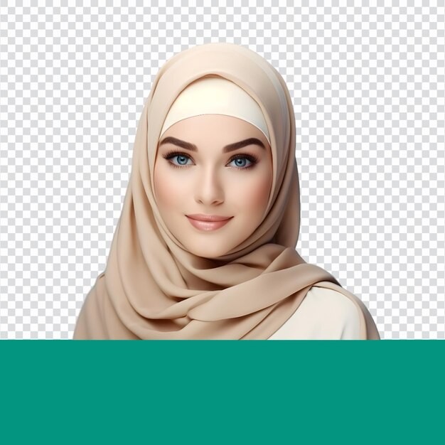 PSD fille musulmane hijab isolée sur fond transparent