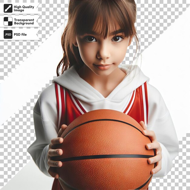 PSD une fille tenant un ballon de basket dans ses mains