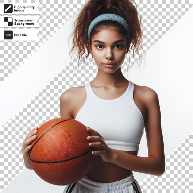 Une Fille Tenant Un Basket-ball Et Une Balle Avec Le Mot 