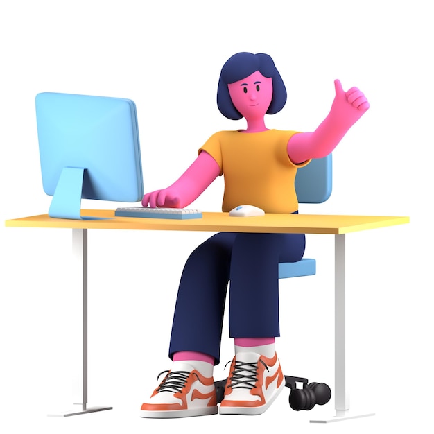Fille travaillant sur l'activité de bureau pose créative