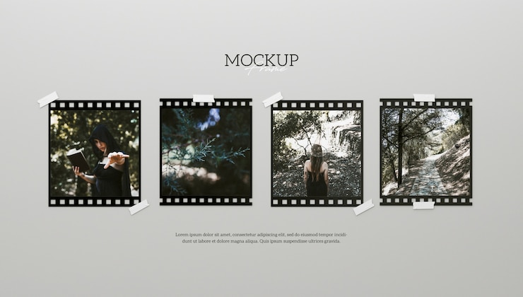 PSD film mock-up design per fotocamera retrò