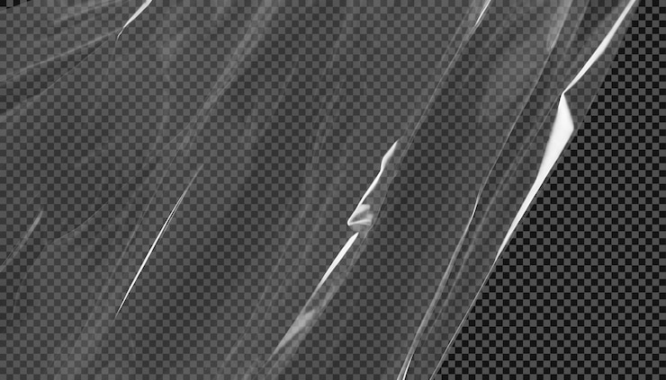 PSD film plastique transparent et brillant isolé sur le fond