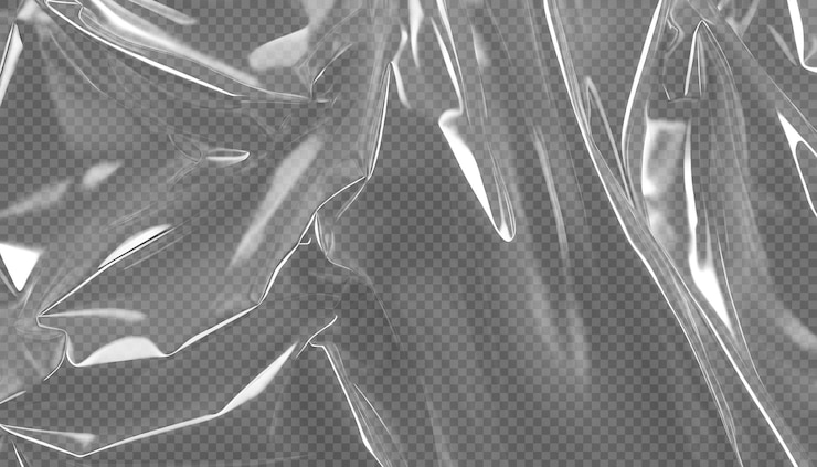 PSD film plastique transparent et brillant isolé sur le fond