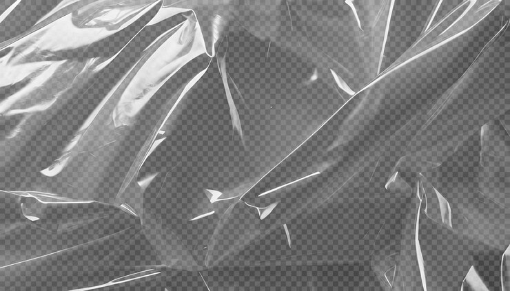 PSD film plastique transparent et brillant isolé sur le fond