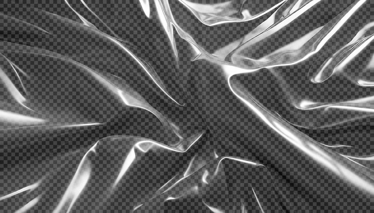 PSD film plastique transparent et brillant isolé sur le fond