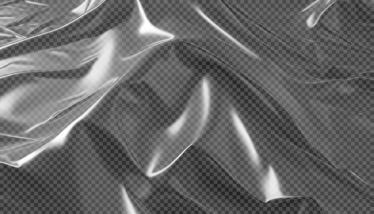 PSD film plastique transparent et brillant isolé sur le fond