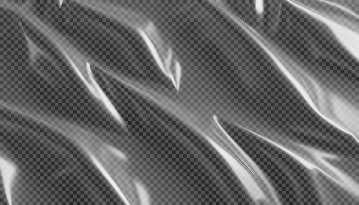 PSD film plastique transparent et brillant isolé sur le fond