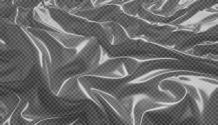 PSD film plastique transparent et brillant isolé sur le fond