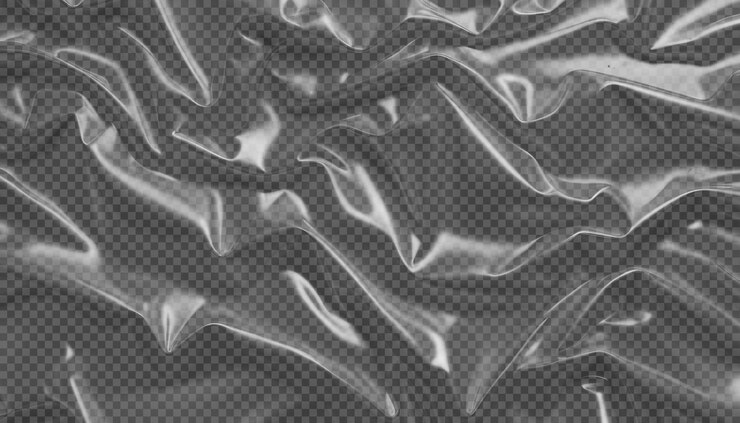 PSD film plastique transparent et brillant isolé sur le fond