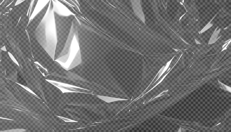 PSD film plastique transparent et brillant isolé sur le fond