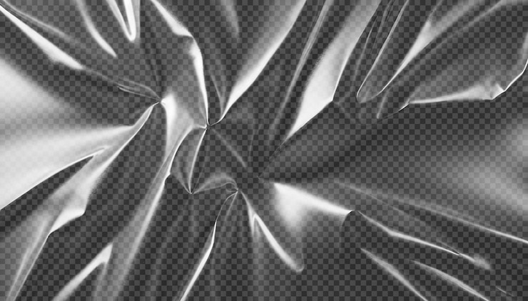 PSD film plastique transparent et brillant isolé sur le fond