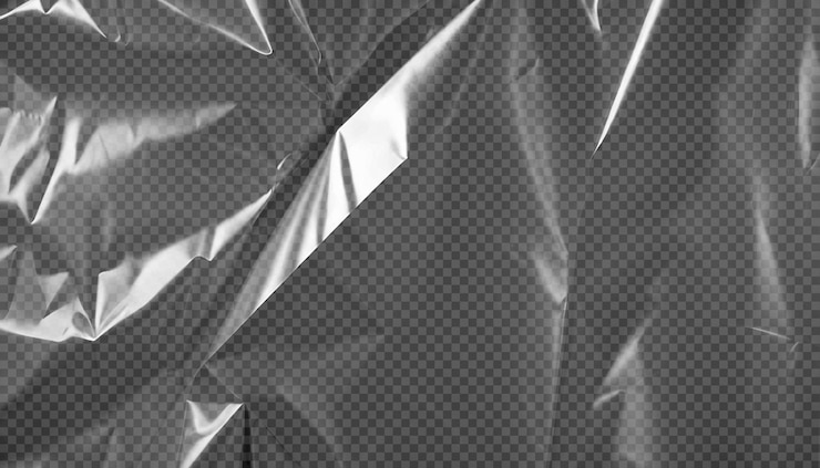 PSD film plastique transparent et brillant isolé sur le fond
