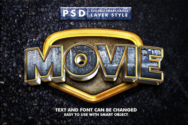 Film-psd-texteffekt mit grunge-stein-textur