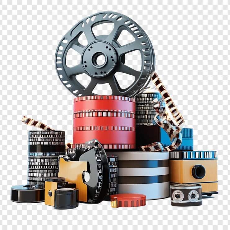 PSD film reels y canisters producción de películas retro nostalgia