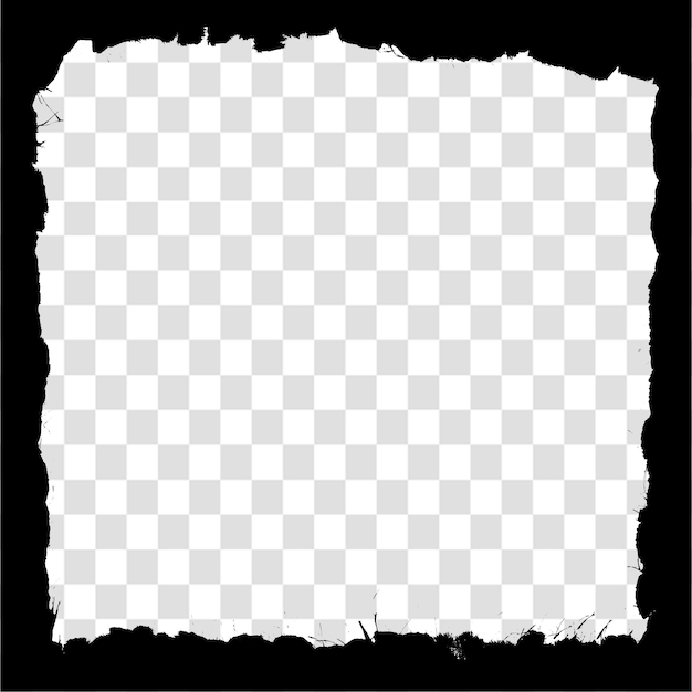 film style grunge frame texture with detailed border design isolated on a transparent background