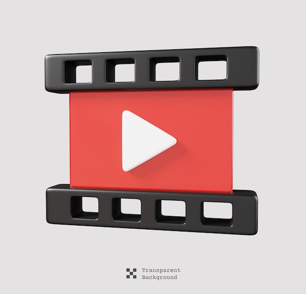 Film, Video abspielen isoliert. Symbol für Video, Streaming und Multimedia. Niedlicher minimalistischer Stil. 3D-Rendering