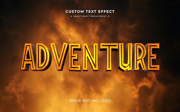 PSD filme de aventura e efeito de estilo de texto 3d de videogame