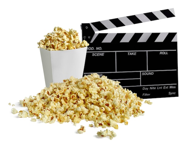 PSD filmklappe und popcorn transparenter hintergrund