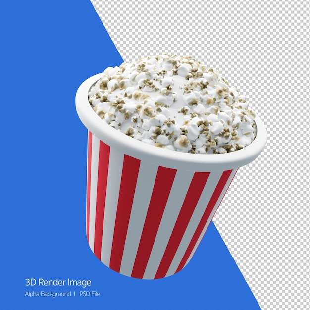 Filmkonzept3D-Darstellung eines Eimers Popcorn