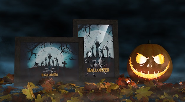 Filmplakate für Halloween-Feier mit furchtsamem Kürbis