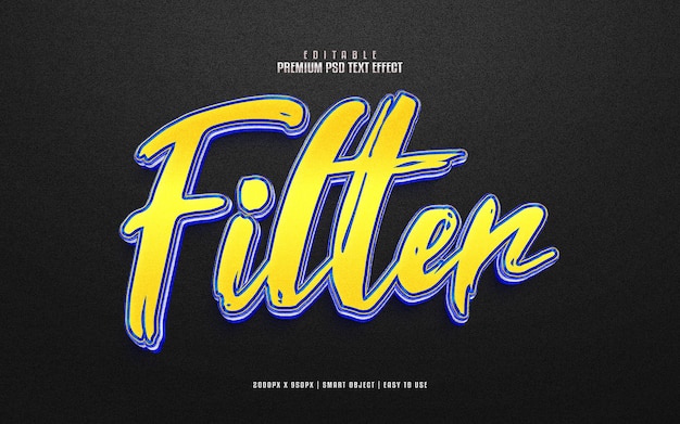Filter 3D bearbeitbare Premium-PSD-Text-Effekte