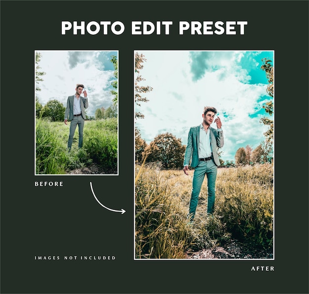 Filtro de fotos editável do Instagram como predefinição do Lightroom para página de fotografia