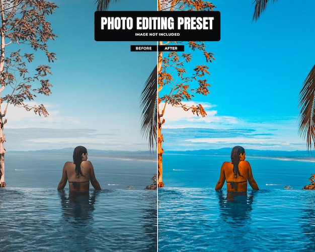 Filtro di fotoritocco di viaggio colorato per fotoritocco estivo tropicale per influencer di Instagram