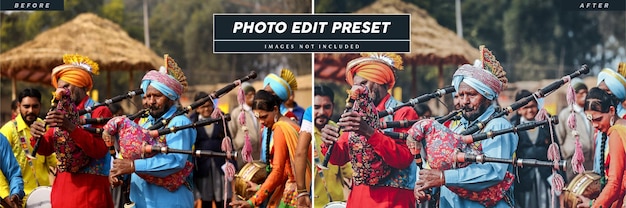 Filtro predefinido de edição de fotos vibrante temperamental para a empresa de turismo indiana S1V1