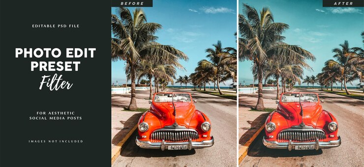 PSD filtro preestablecido de edición de fotos para el creador de contenido de car blogger
