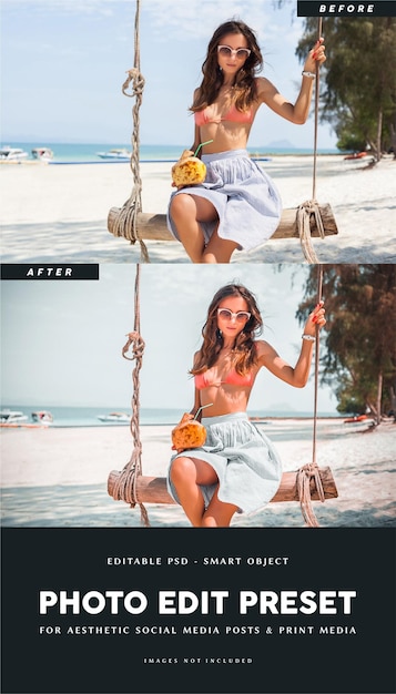 PSD filtro preestablecido de edición de fotos para ropa de marca de ropa de moda de verano