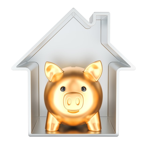 Finanças domésticas e financiamento imobiliário conceito renderização 3D isolado em fundo transparente
