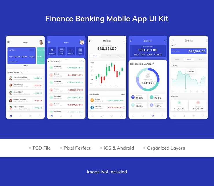 PSD finance banking mobile app ui kit